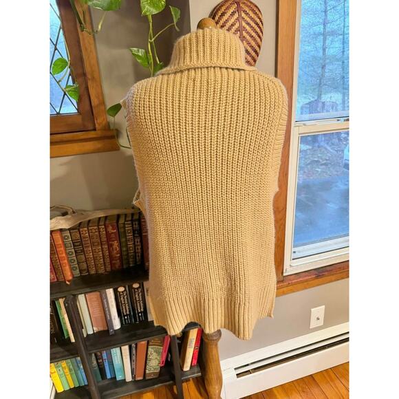 Zara Cowel Neck Chunky Knit Camel Oversized Sweater Vest - Picture 8 of 9